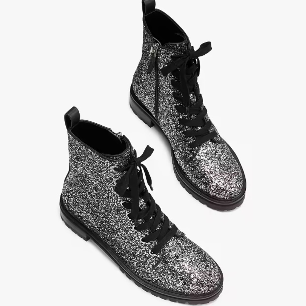 Kate Spade Women’s Jemma black silver glitter boots size 10 like new make offer